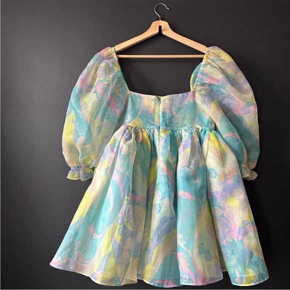 Selkie The Electric Lady Puff Organza Babydoll Mini Dress Size Medium - Picture 11 of 14